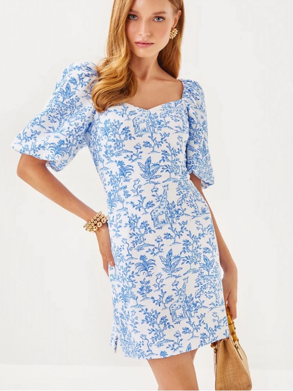 Lilly Pulitzer Justina Floral Puff Sleeve Romper Dress- size 14